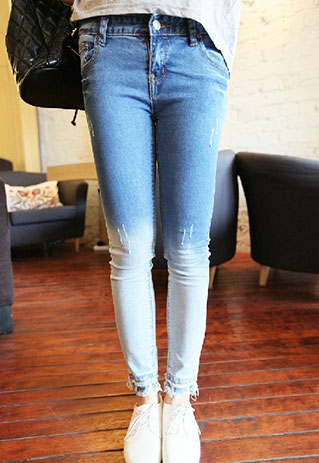 ripped gradient skinny tight jeggings denim jeans pants